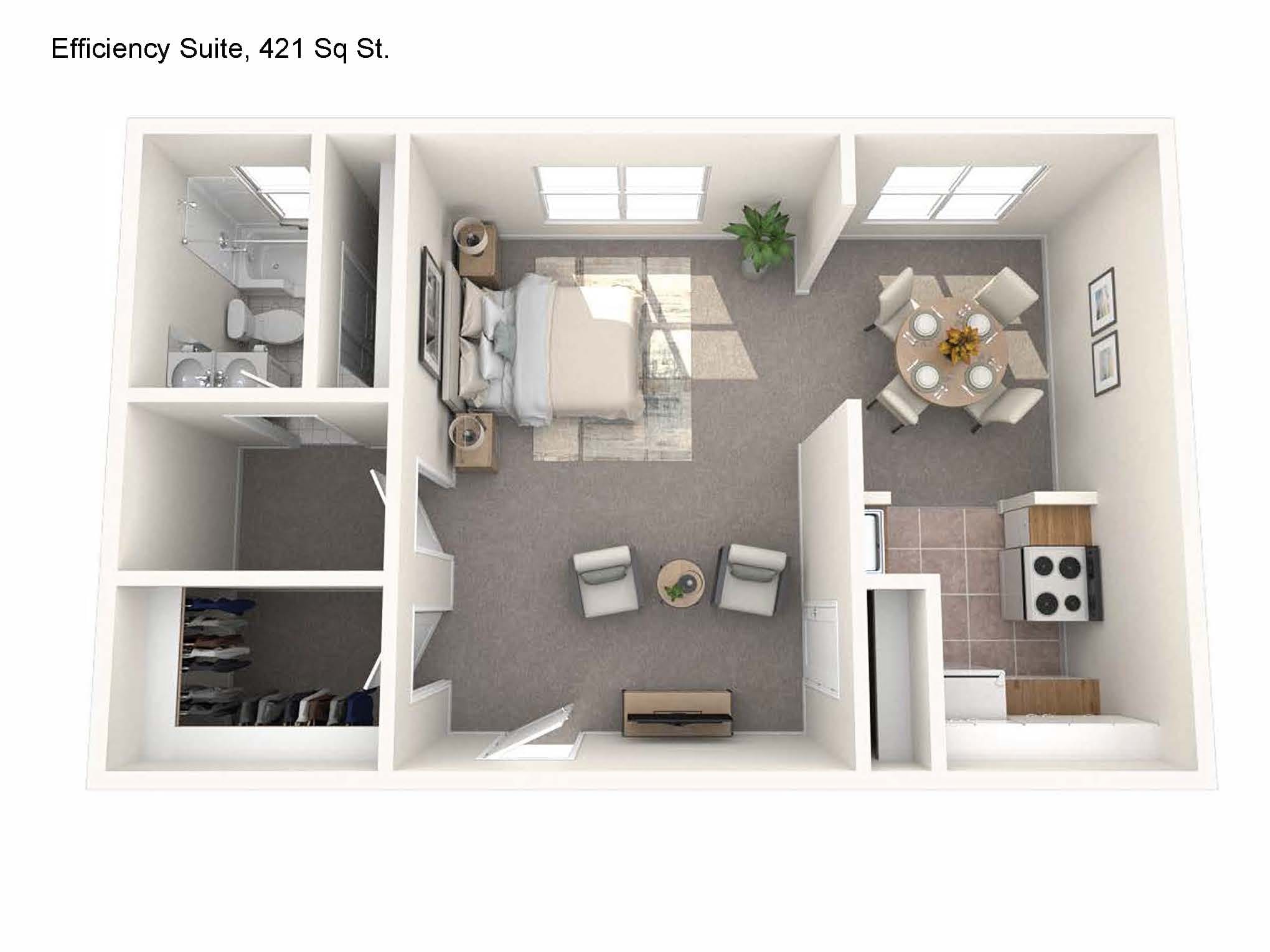 Tower Grove Manor Efficiency Suite floor plan